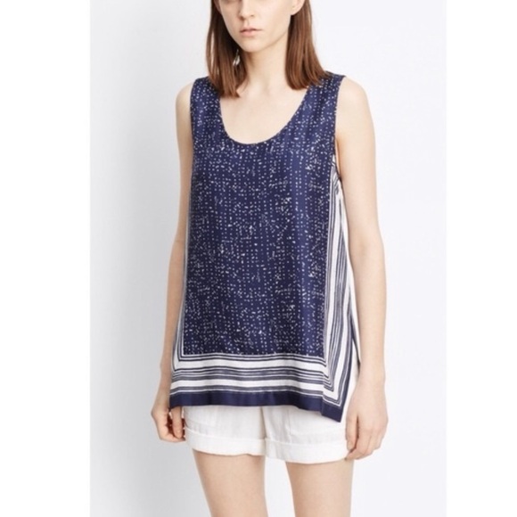 Vince Navy Silk Scarf Print Tank Top - Picture 11 of 11